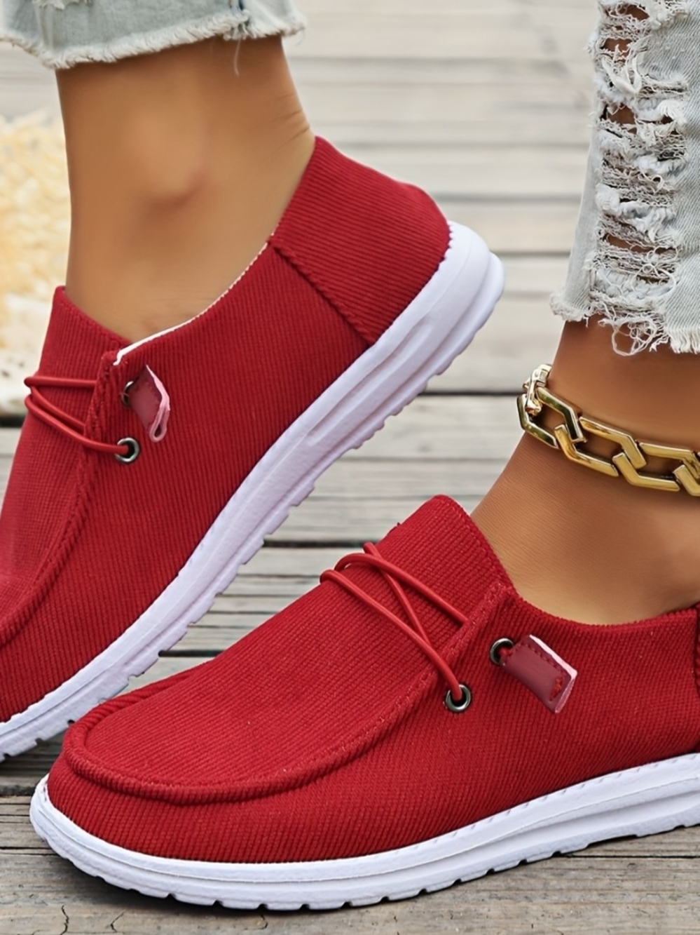 Women’s Size 8 Red Slip-On Casual Loafers